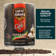 Carica l'immagine nel visualizzatore di Gallery, Caffè Europa - 3kg Barattolo Caffè in Grani miscela Premium Quality