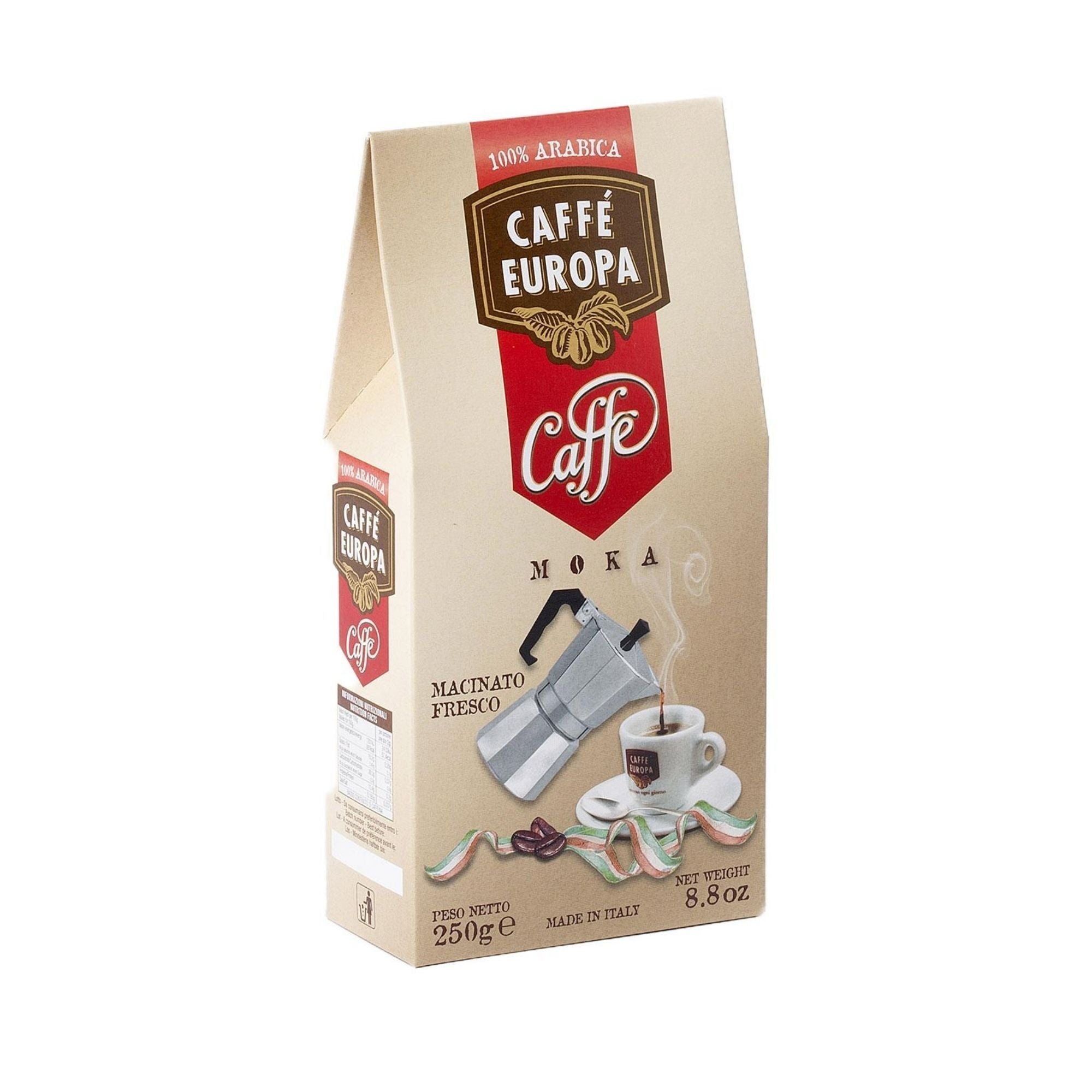 Caffè Europa - 250g Caffè Macinato per Moka 100% Arabica Tostatura  Artigianale – Speciale Italia