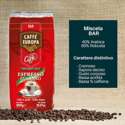 Sacchetto di caffè in grani Miscela Bar 40 Arabica 60 Robusta Caffè Europa