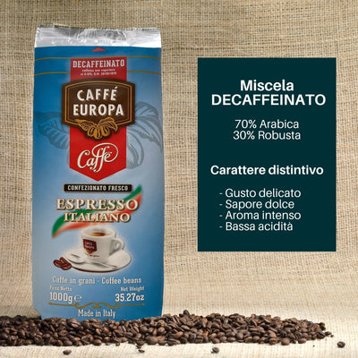 Confezione di Caffè Decaffeinato Naturale Miscela 70 Arabica 30 Robusta Caffè Europa
