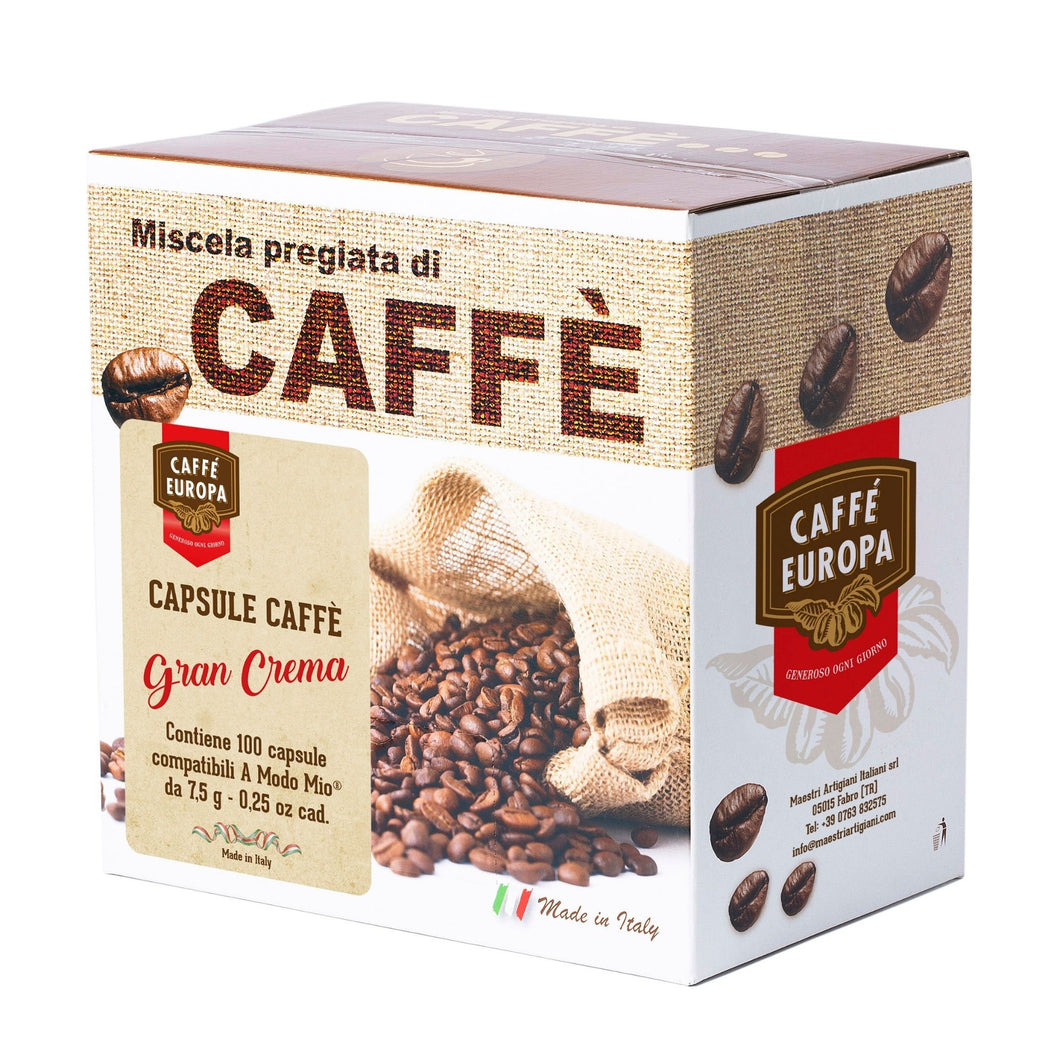 Caffè Europa - 100 Capsule Caffè Gran Crema compatibili Lavazza®* a Modo Mio®*