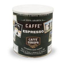 Carica l&#39;immagine nel visualizzatore di Gallery, Caffè Europa - 250g Lattina Salva Aroma Caffè Macinato per Espresso 100% Arabica - Collezione Francobolli versione Verde
