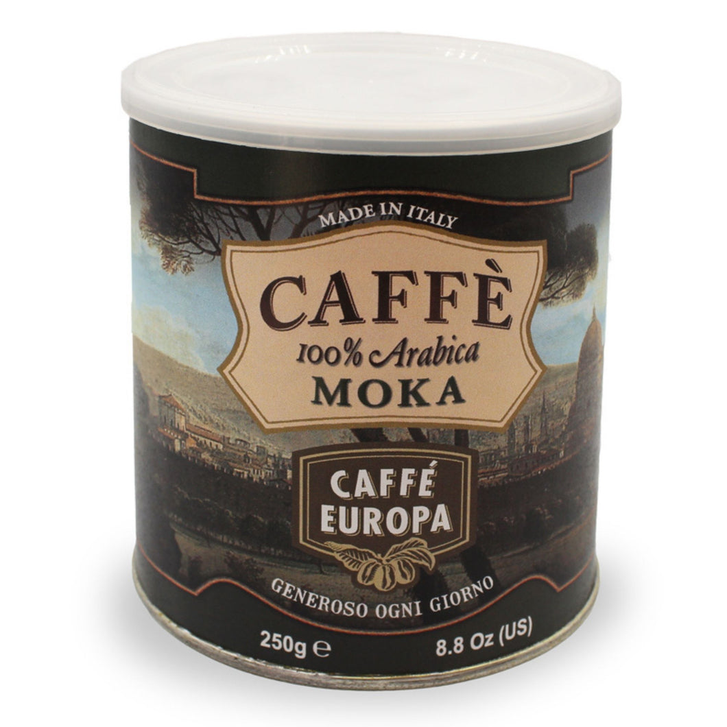 Caffè Europa - 250g Lattina Salva Aroma Caffè Macinato Moka 100% Arabica - Collezione Città Italiane 