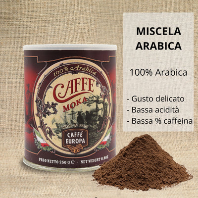 Lattina salva aroma 250g Caffè Europa macinato Moka 100 Arabica