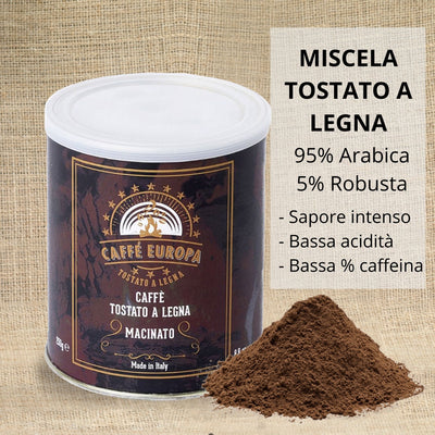 Lattina salva aroma 250g Caffè Europa macinato tostato a legna retrogusto cioccolato
